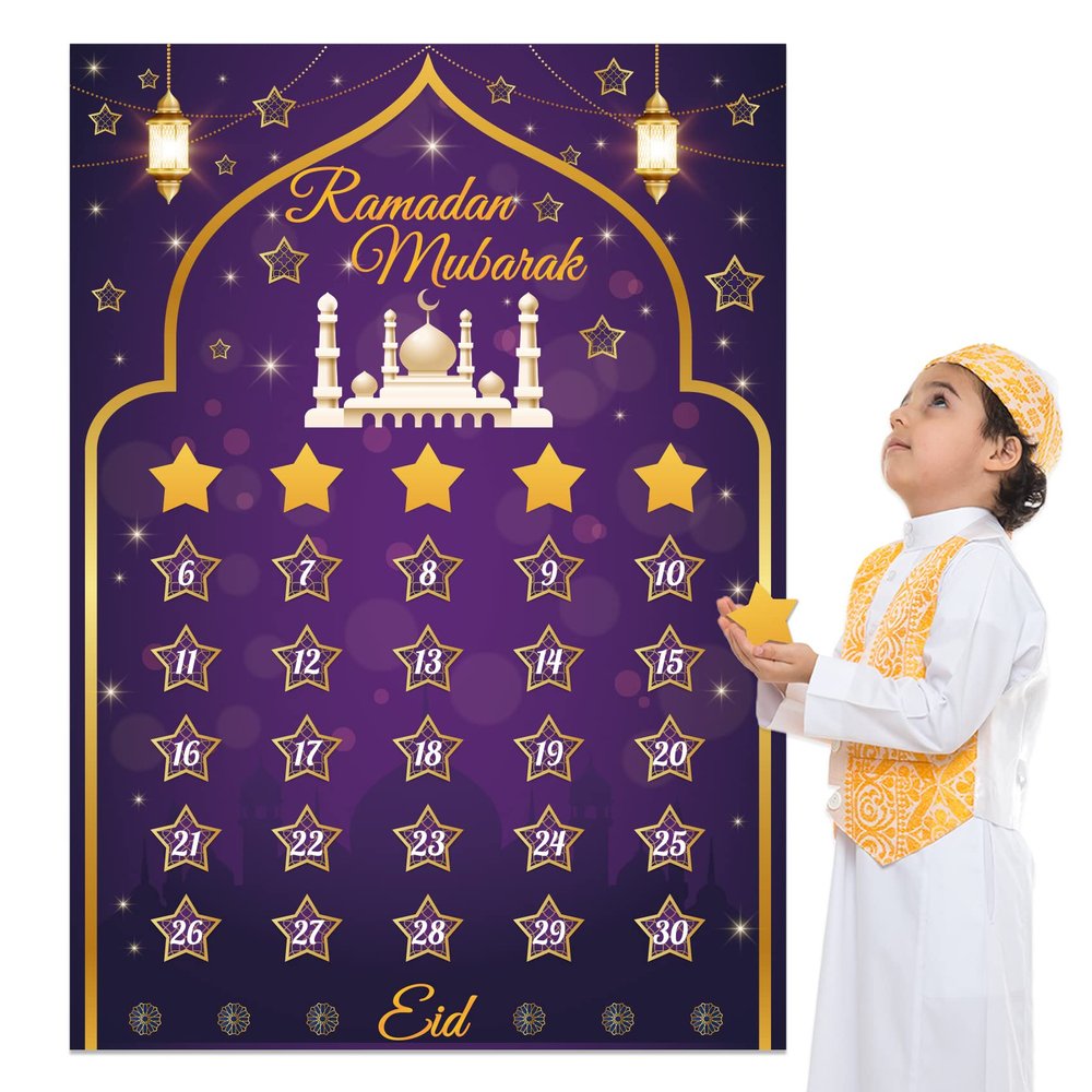 Ramadan Calendar 2025 Ramadan Decorations for Home Eid Activities for Kids Reusable Ramadan Decor Eid Mubarak Poster Ramadan Advent Calendar Decorations for Home Wall