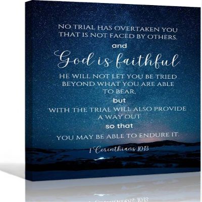 1 Corinthians 10 13 Bible Verse Wall Art Prayer Poster Scripture Wall Decorative Paintings for Bathroom Wall Decorations for Bedroom Pictures Artwork for Office Pictures for Kitchen Modern Print (20x30inch(50x75cm),Framed)