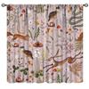 Rustic Forest Curtains Wild Animal Hare Squirrel Owl Snail Flowers Mushroom Pattern Decoration for Girls Room Blackout Farmhouse Window Drapes 2 Panels Pink Background 84x84in view 1
