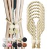 Porlau 6 Pack Dark Beige Magnetic Curtain Tiebacks Cotton Hand Woven Tieback Holdback Decorative Tie Backs for Drapes with Wooden Buckle No Tools Required view 1