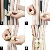 Porlau 6 Pack Dark Beige Magnetic Curtain Tiebacks Cotton Hand Woven Tieback Holdback Decorative Tie Backs for Drapes with Wooden Buckle No Tools Required view 4