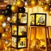 Funrous 51 Pcs Gold and Black Birthday Party Decorations for Men Women Black and Gold Birthday Balloon Boxes with LED Light and Stickers Backdrop Photo Props for Party Supply Balloon Arch Kit view 3