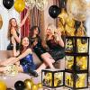 Funrous 51 Pcs Gold and Black Birthday Party Decorations for Men Women Black and Gold Birthday Balloon Boxes with LED Light and Stickers Backdrop Photo Props for Party Supply Balloon Arch Kit view 4