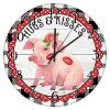 Rose Flower Pig Black Buffalo Plaid Red Dot Wood Wall Clock Hug & Kisses Farm Animal Pig Art Clocks Womens Valentines Day Clocks Battery Operated Wall Clock for Living Room 15inch view 1
