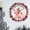 Rose Flower Pig Black Buffalo Plaid Red Dot Wood Wall Clock Hug & Kisses Farm Animal Pig Art Clocks Womens Valentines Day Clocks Battery Operated Wall Clock for Living Room 15inch view 3