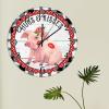 Rose Flower Pig Black Buffalo Plaid Red Dot Wood Wall Clock Hug & Kisses Farm Animal Pig Art Clocks Womens Valentines Day Clocks Battery Operated Wall Clock for Living Room 15inch view 4