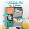 HONEY JOY 5 Cubbies Kids Toy Storage Organizer, Children Bookcase and Bookshelf w/2 Storage Boxes, Wooden Multi-Bins Toy Storage Display Cabinet for Playroom, Nursery, Daycare, Kindergarten(Gray) view 4