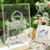 AerWo Wedding Guest Book Alternative, Guest Book Wedding Reception, Acrylic Guest Book Drop Box with Stand, Plywood Box, 100 Wooden Hearts and Marker Pen, Wedding Signs for Ceremony and Reception view 1