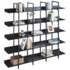 Bellemave Bookshelf,Double Wide 5-Tier Bookcase,Industrial Style Open Shelves, Wood and Metal Bookshelves for Home Office, Easy Assembly(Black) view 3