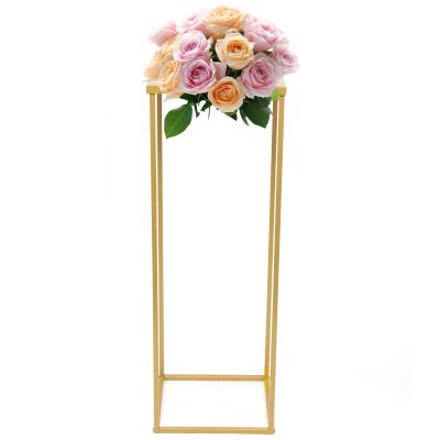 DYRABREST Vase Column Stand Wedding Flower Rack Decorative Wedding Columns Pillars Detachable Decorative Gold Flower Display Rack Stand for Wedding Decorations, Reception Decor etc. (1PC x 27.56Inch)