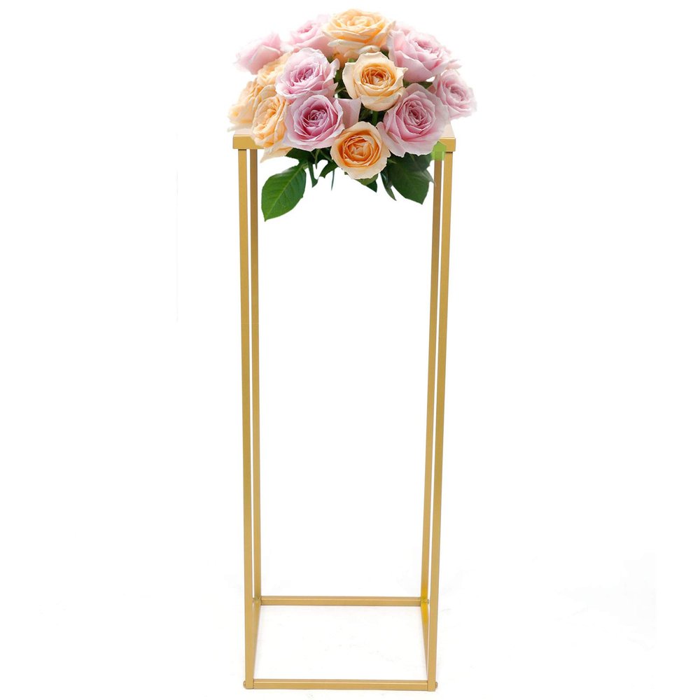 DYRABREST Vase Column Stand Wedding Flower Rack Decorative Wedding Columns Pillars Detachable Decorative Gold Flower Display Rack Stand for Wedding Decorations, Reception Decor etc. (1PC x 27.56Inch)