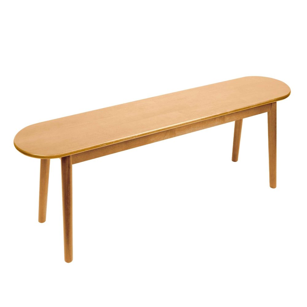 Cttasty Entryway Bench, Solid Wood Dining Bench, Midcentury End of Bed Bench w/Rounded Corner, Outdoor Bench w/Robust Construction, Bedroom Bench, 10.24" W x 17.72" HNatural 47.2inches