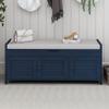 P PURLOVE Wood Storage Bench with 3 Shutter Doors, Shoe Bench with 2 Size Storage Space and with Removable Cushion and Hidden Storage Space for Entryway view 1