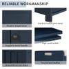 P PURLOVE Wood Storage Bench with 3 Shutter Doors, Shoe Bench with 2 Size Storage Space and with Removable Cushion and Hidden Storage Space for Entryway view 4
