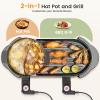 BOEASTER Electric Hot Pot with Grill Indoor Korean BBQ Grill Shabu-shabu Hotpot, Removable Hotpot Pot W/Large Capacity Baking Tray, Smokeless Non-Stick, 5-Gear Adjustable Temperature, 1-6 People 110V view 2