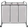 STO STO Laundry Sorter 3 Section, 3 Bag Clothes Hamper, Rolling Laundry Cart Basket with Heavy Duty Lockable Wheels and Removable Bag for Laundry Room, Bedroom, Closet, Gray view 1