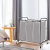 STO STO Laundry Sorter 3 Section, 3 Bag Clothes Hamper, Rolling Laundry Cart Basket with Heavy Duty Lockable Wheels and Removable Bag for Laundry Room, Bedroom, Closet, Gray view 2
