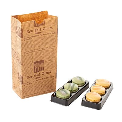 Restaurantware Bag Tek 2 Lb Disposable Lunch Bags 100 Sturdy Take Out Bags - Flat Bottom Microwavable Kraft Newsprint Design Paper Bags Freezable Great For Restaurants Cafes And Bakeries