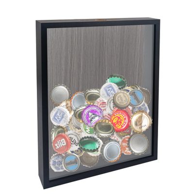GraduationMall 11x14 Top Loading Shadow Box Frame with HD Glass,Wood Display Case with Slot,1.25 inches Interior Depth,Ideal for Wine Bottle Caps,Tickets,Shells,Stamps and More,Black
