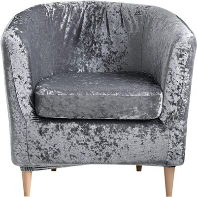 IMYOGI Velvet Club Chair Slipcover with Seat Cushion Cover, Stretch Tub Chair Slipcovers Soft Armchair Sofa Cover Non Slip Couch Covers for Kids and Pets (Color : Dark Grey)