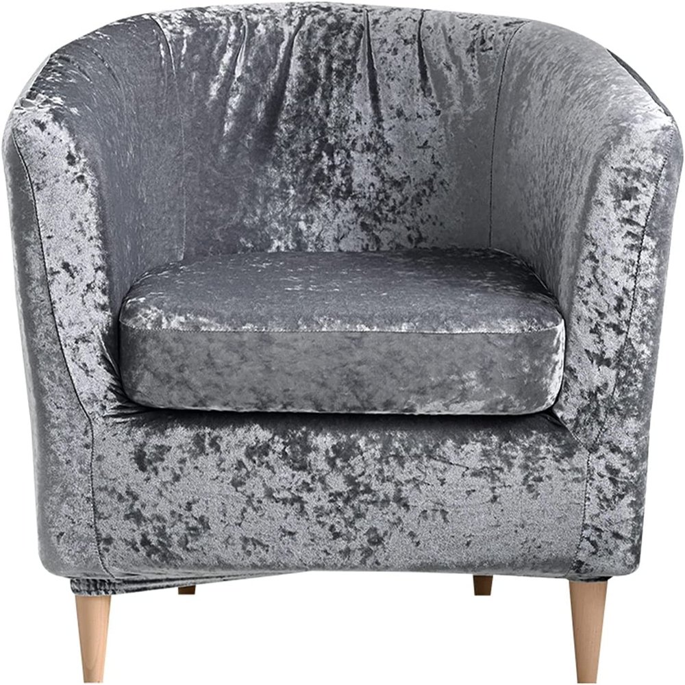 IMYOGI Velvet Club Chair Slipcover with Seat Cushion Cover, Stretch Tub Chair Slipcovers Soft Armchair Sofa Cover Non Slip Couch Covers for Kids and Pets (Color : Dark Grey)
