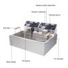 5000W 22L Electric Deep Fryer with 2 11.63QT/11L Removable Baskets for Commercial and Home Use, Professional Grade, Stainless Steel view 3