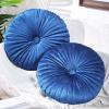 Namalu 2 Pcs Round Throw Pillow 13.8 Inch Decorative Round Velvet Floor Pillows Pumpkin Throw Pillows with Center Button for Thanksgiving Home Decor Living Room Sofa Couch Bed Chair (Navy Blue) view 1