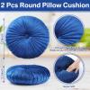 Namalu 2 Pcs Round Throw Pillow 13.8 Inch Decorative Round Velvet Floor Pillows Pumpkin Throw Pillows with Center Button for Thanksgiving Home Decor Living Room Sofa Couch Bed Chair (Navy Blue) view 2