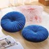 Namalu 2 Pcs Round Throw Pillow 13.8 Inch Decorative Round Velvet Floor Pillows Pumpkin Throw Pillows with Center Button for Thanksgiving Home Decor Living Room Sofa Couch Bed Chair (Navy Blue) view 3