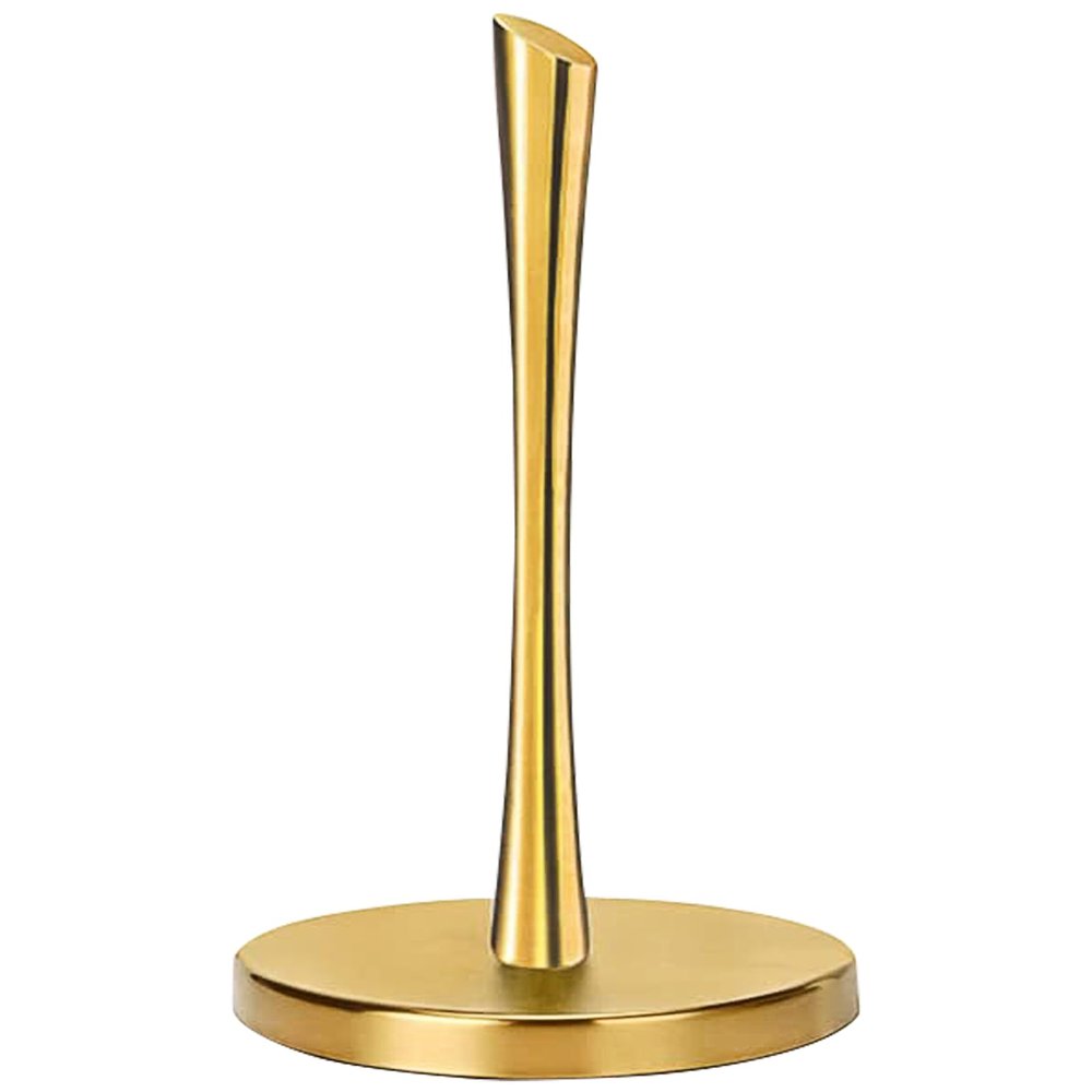 Paper Towel Holder countertop, Free-Standing Kitchen roll Holder for Kitchen Bathroom, Paper Towel Holder Stand Dispenser with Stainless Base Fits Standard (Gold)
