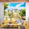 BELECO Fantasy Castle Garden Tapestry Wall Hanging 118x78 Inch Stairway to Castle Tapestry Garden Fountain Flowers Trees Blue Sky White Clouds Garden Castle Wall Decor for Home Bedroom Living Room view 3