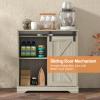 Panana Sliding Barn Door Buffet Sideboard Storage Cabinet Coffee Bar Kitchen Farmhouse Style (Oak) view 4