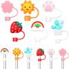 6 Pcs Straw Covers Silicone Straw Caps Reusable Drinking Tips Lids Toppers for Home Office view 1