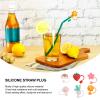 6 Pcs Straw Covers Silicone Straw Caps Reusable Drinking Tips Lids Toppers for Home Office view 2