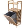 Bamboo Clothes Hamper Wood Shelf Laundry Washing Basket Multi-layer Dirty Clothes Organizer Collector with Fabric Bag for Bedrooms Laundry Room Bathroom Living Room (Style 1) view 1