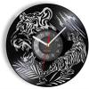 12 Inch Wall Clock Tiger Silhouette Laser Vinyl Record Wall Clock Wild Animals Home Decor Timepieces Big Cat Forest Artwork Watch view 1