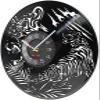 12 Inch Wall Clock Tiger Silhouette Laser Vinyl Record Wall Clock Wild Animals Home Decor Timepieces Big Cat Forest Artwork Watch view 3