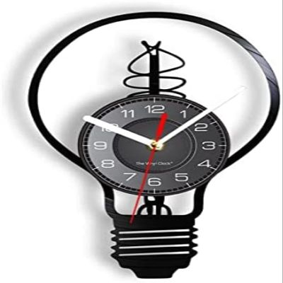 12 Inch Wall Clock Light Bulb Design Vinyl Record Wall Clock Incandescent Living Room Industrial Decor Modern Silent Quartz Watch