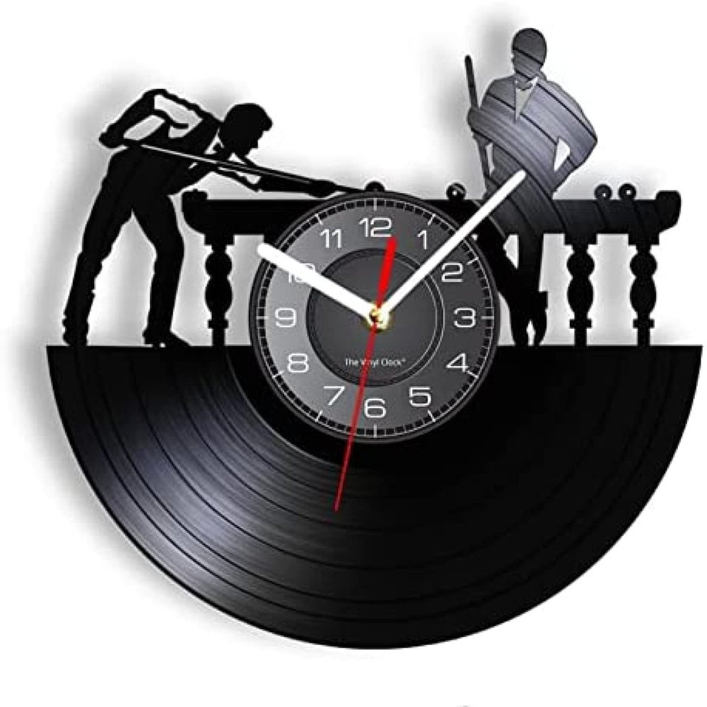 12 Inch Wall Clock Billiards Player Wall Sign Personalised Wall Clock Unique Pool Billiards Snooker Room Decor Vinyl Record Clock Gift