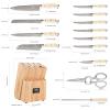 Knife Set, 14 Pieces Damascus Kitchen Knife Set with Block, ABS Ergonomic Handle for Chef Knife Set, Knife Sharpener and Kitchen Shears, Knife Block Set for Chopping, Slicing & Cutting view 2