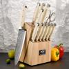 Knife Set, 14 Pieces Damascus Kitchen Knife Set with Block, ABS Ergonomic Handle for Chef Knife Set, Knife Sharpener and Kitchen Shears, Knife Block Set for Chopping, Slicing & Cutting view 4
