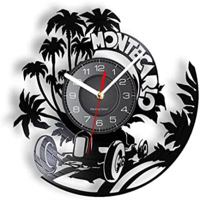 12 Inch Wall Clock Monte Carlo Monaco Racing Home Decor Vinyl Record Wall Clock Vintage Auto Grand Prix Retro Garage Wall Watch Casino Lover Gift