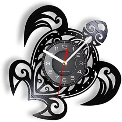 12 Inch Wall Clock Sea Turtle Wall Clock Mechanical Steampunk Turtle Vinyl Record Wall Clock Sea Animal Decorative Clock Vintage Animal Decor Gift