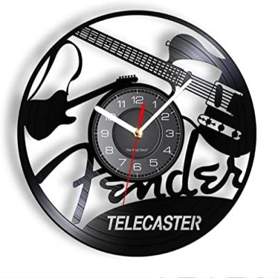 12 Inch Wall Clock Electric Guitar Design Vinyl Record Wall Clock Musical Instruments Music Studio Unique Modern Art Vintage Vinyl LP Wall Watch