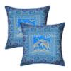 Infinite Tradition Ethnic Brocade Sofa Throw Pillow Cover Silk 16x16 Set of 2 Turquoise Gold Jacquard Weave Home Decor Elephant Pattern Square Cushion Covers view 1