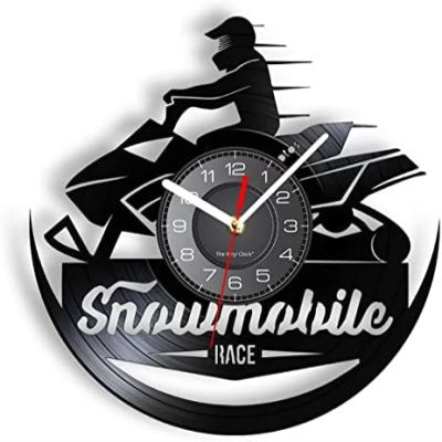 12 Inch Wall Clock Snowmobile Racing Wall Clock Vinyl LP Record Handicraft Motorcycle Snow Machine Watch Speed Along Ride Riders Decor Gift