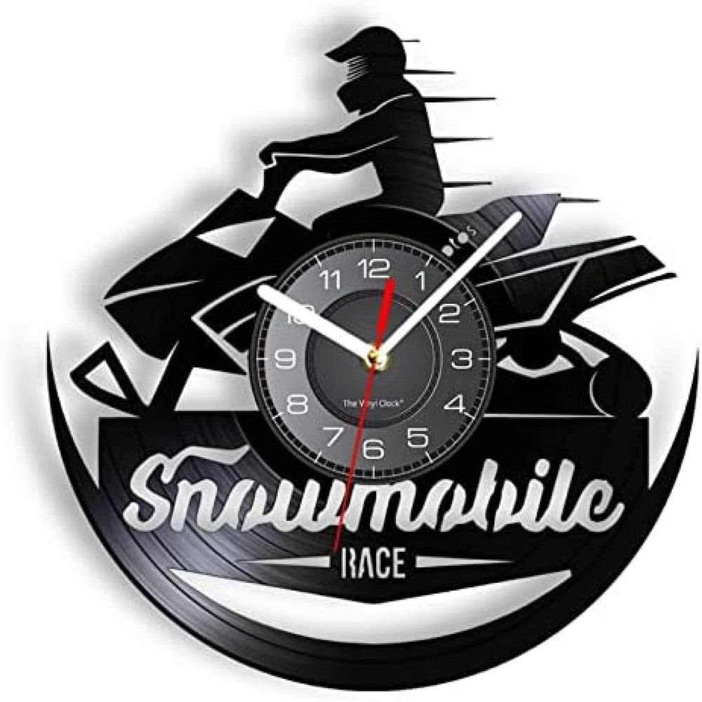 12 Inch Wall Clock Snowmobile Racing Wall Clock Vinyl LP Record Handicraft Motorcycle Snow Machine Watch Speed Along Ride Riders Decor Gift