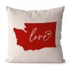 Washington State Red Love Valentine's Day Throw Pillow Covers 20x20 Long Distance Relationship Map Farmhouse Pillow Case Cotton Linen for Couch Sofa Home Valentines Day Decorations view 1
