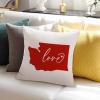 Washington State Red Love Valentine's Day Throw Pillow Covers 20x20 Long Distance Relationship Map Farmhouse Pillow Case Cotton Linen for Couch Sofa Home Valentines Day Decorations view 3