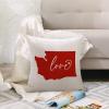 Washington State Red Love Valentine's Day Throw Pillow Covers 20x20 Long Distance Relationship Map Farmhouse Pillow Case Cotton Linen for Couch Sofa Home Valentines Day Decorations view 4